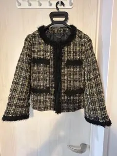 グリーンレーベル ツイードノーカラージャケット 金ボタン 36 - メルカリ