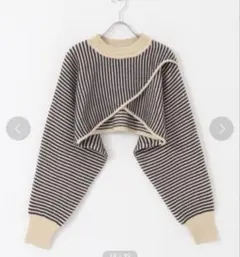 KBF 2WAY ボーダークロップドニット