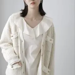 タイプライターフリルカラーブラウス