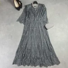 カラルス 総レースリボンロングワンピース ドレス 3L 結婚式 お呼ばれ