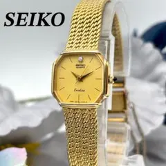 美品✨SEIKO 時計　エクセリーヌ　レディース 1Pダイヤ ゴールド　ベルト長