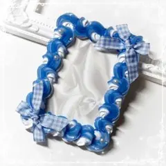 トレカケースデコホイップデコB8平成女児 量産 シンプル 青ネイビー 白ミックス