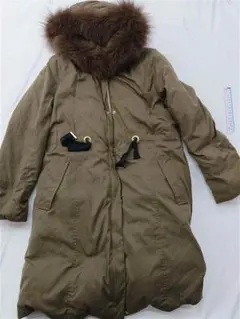 ★アプワイザーリッシェ ファー付フードロングコート レディース 1 カーキ系