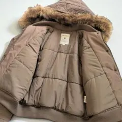 niko and ニコアンド フード ジャケット ファー 茶系 M ミリタリー
