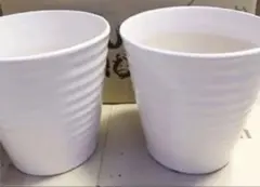 MJ胡蝶蘭 大きめ 陶器 植木鉢 2個セット ホワイト デザイン鉢