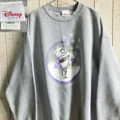 と*ろ様 90s 古着　ディズニー くまのプーさん スウェット 雪 グレー L