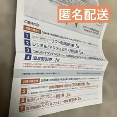 【匿名配送】2026年　日本スキー場開発　NSD 株主優待券