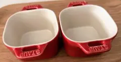 STAUB セラミック ミニスクエア ココット　2個セット チェリーのサムネイル