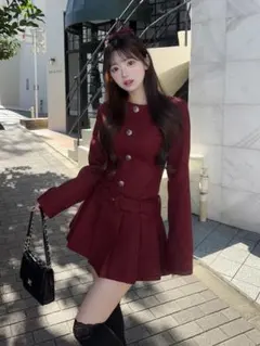 Darich ダーリッチ ボックスプリーツツイードミニワンピース