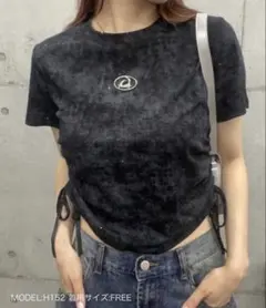 tシャツ プレート付ショート丈ラメギャザーＴシャツ レディースのサムネイル