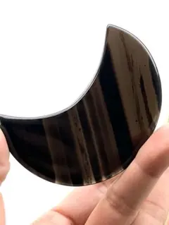 天然石　ミッドナイトオブシディアン　月　カービング⭐️1704