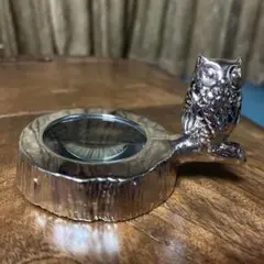 フクロウ　ふくろう　ループ　虫眼鏡　飾り　置物　オブジェ　美品