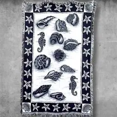 BOGA ビーチ ラグ マット 古着 スペイン製 貝殻 ヒトデ タツノオトシゴ