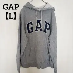 週末SALE❣️GAP 【L】ギャップ グレー ロゴパーカー トップス　パーカー