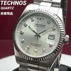 未使用 TECHNOS クォーツ 電池交換済 純正SSブレス 腕時計