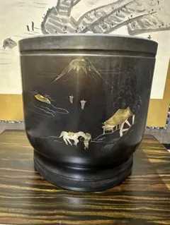 龍山 富士山 蒔絵 火鉢 アンティーク 煎茶道具 - メルカリ