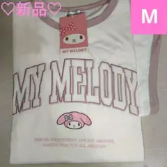 新品　MY MELODY　マイメロディ　 半袖 カレッジTシャツ M　サンリオ