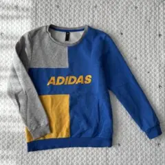 【8855】ADIDAS カラーブロック 裏起毛トレーナー　150