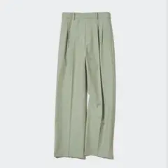 ユニクロ タックワイドパンツ ツータック 丈標準 グリーン ミントSサイズ