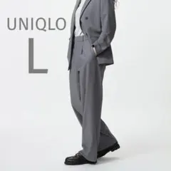 【UNIQLO】ユニクロ タックワイドパンツ L グレー