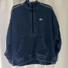 adidas ダークブルー ハーフジップジャケット キッズ160