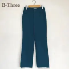 【B-THREE/ビースリー】美脚スラックスパンツ 【670001】【28】青緑