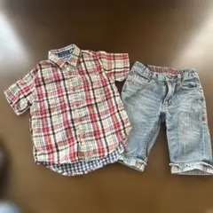 半袖シャツ　デニムパンツ　セット　120 リバーシブル