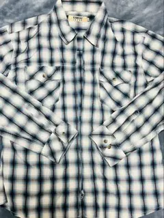 KANSAI JEANS ジップアップ オンブレチェック　ウエスタンシャツ　XL