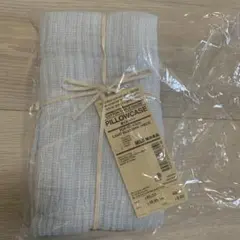 新品未使用 無印良品 MUJI 綿三重ガーゼまくらカバー ライトブルー