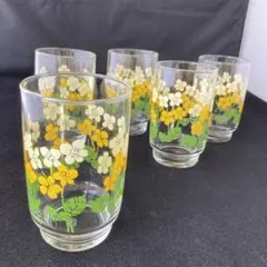 《昭和レトロ》東洋佐々木硝子★花柄★レトログラス★5客★