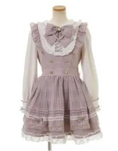 リズリサ　シアーチェックエプロンフリルワンピース　ピンク