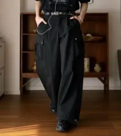 完売品　soerte ワイドストレートテックカーゴパンツ ブラック　M