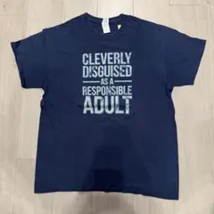 Gildan Tシャツ ネイビー L 英語 グラフィック　プリント