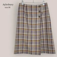 アリスバリーAylesbury✨美品✨チェックスカート　ミモレ丈　裏地付き　M