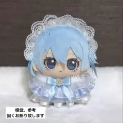 ぬい服 サテンフリルドレス 垂れ耳ヘッドドレスセット スノーブルー