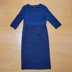 【Liala×PG】ネイビー 七分袖 膝丈ワンピース