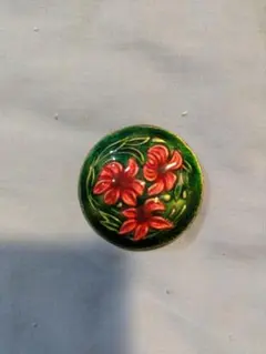 七宝焼 ブローチ 花柄 円形