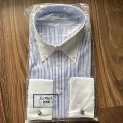 Scented by SCHIATTI 青ストライプ ドレスシャツ 42/86