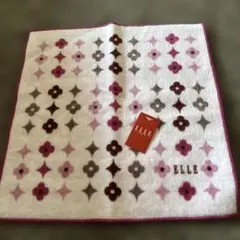 ELLE 花柄ミニタオルハンカチ ピンク