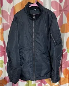 ユニクロ 中綿ブルゾン ジャンパージップジャケット 紺　L