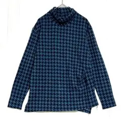ジョルジュレッシュ　タートルネック 千鳥柄 カットソー　ブルー系　36 / S