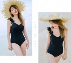 水着 レディース フィットネス 体型カバー ワンピース ブラック 黒 新品 韓国