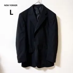 【未使用】NEWYORKER ストライプ テーラードジャケット NEW YORKER ネイビー ストライプ テーラードジャケット モヘヤ A6