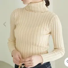 タートル ニット セーター リブ フィット M オフホワイト fifth