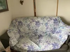 爽やか花柄カバー 紫と水色