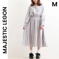 【マジェスティックレゴン】M ワンピース ロングワンピース ストライプ レトロ