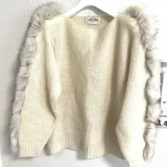 超美品　[高品質 ]ALPHA CUBIC フリル付きニット 36 5-3