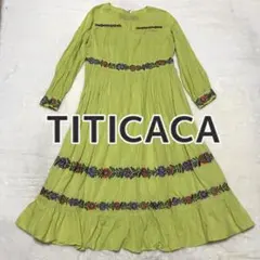 チチカカ ロング ワンピース 花柄 刺繍 エスニック ボーホー コットン 綿 緑