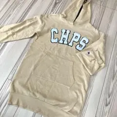 160　Champion 　ふわふわロゴ　フード付きパーカー ベージュ
