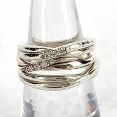 ▽良品▽4℃　指輪　約11号　シルバー　ピンクシルバー　ダイヤ　まとめ